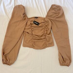 Express Tan Ruched Blouse - NWT